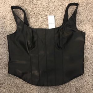 Abercrombie & Fitch Faux Leather Corset Top